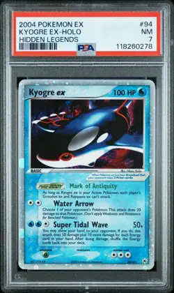 PSA 7 NM Kyogre EX 94/101 - EX Hidden Legends - Pokemon Card - Image 1