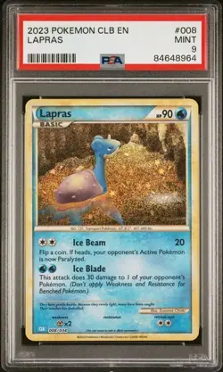 PSA 9 MINT Lapras 008/034 Holo English Pokemon Trading Card Game Classic 2023 - Image 1