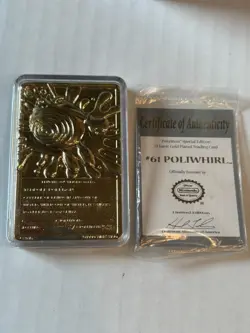 1999 Pokemon Poliwhirl Limited Edition 23k Gold Plt Trading Card Pokeball Blue - Image 3