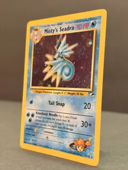Misty’s Seadra 9/132 Holo Rare Gym Heroes Pokemon Card Unlimited LP - SWIRL - Image 3