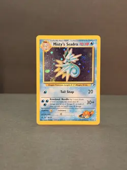 Misty’s Seadra 9/132 Holo Rare Gym Heroes Pokemon Card Unlimited LP - SWIRL - Image 4