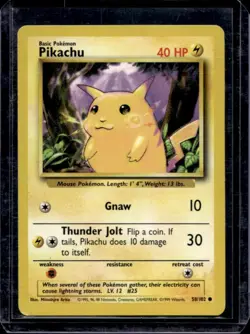 1999 Pokemon Unlimited Pikachu Common Card #58/102 - Image 1