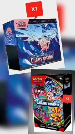 Pokemon Card Chaos Rising ETB X1 and X2 Booster Bundles - Image 2