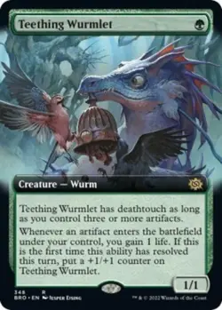 Teething Wurmlet (Extended Art) -Foil Near Mint MTG The Brothers' War - Image 1