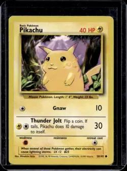 1999 Pokemon Unlimited Pikachu Common Card #58/102 - Image 1