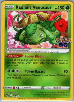 Radiant Venusaur 004/078 Pokemon GO - Pokemon Card - NM - Image 1