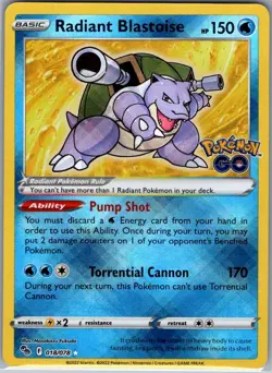 Radiant Blastoise 018/078 Pokemon GO - Pokemon Card - NM - Image 1