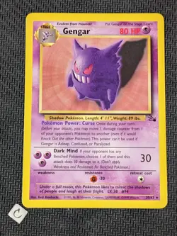 Gengar 20/62 - Fossil Unlimited Non-Holo Rare Pokemon TCG LP VLP - Image 1