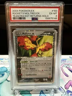 2004 POKEMON EX ROCKET'S MOLTRES EX TEAM ROCKET RETURNS-HOLO #100 PSA 6 - Image 1
