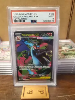 2025 Pokemon PLF En Mega Charizard X Ex Ultra Rare #109 PSA 9 - Image 1