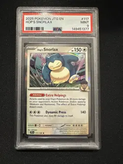 2025 POKEMON JTG EN-JOURNEY TOGETHER #117 HOP'S SNORLAX PSA 9 - Image 1