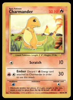 CHARMANDER 46/102 COMMON BASE SET UNLIMITED POKEMON MP - Image 2
