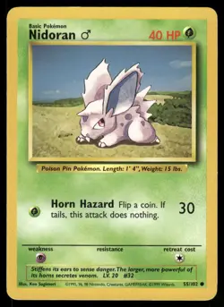 NIDORAN M 55/102 COMMON BASE SET UNLIMITED POKEMON NM - Image 2