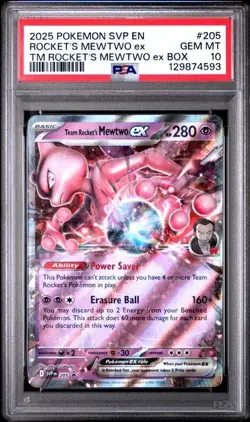 Team Rocket's Mewtwo EX SVP 205 GEM MINT PSA 10. Pokemon S&V Black Star Promos - Image 1