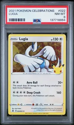 Lugia 022/025 Holographic NM-MINT PSA 8. Pokemon Celebrations - Image 1