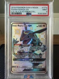 Pokemon Rayquaza GX 177A/168 Alternate Art Promo Full Art Holo PSA 9 2018 - Image 1