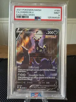 Pokemon Umbreon V 189/203 Evolving Skies Full Art Ultra Rare Holo PSA 9 - Image 1