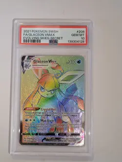 2021 POKEMON SWORD & SHIELD EVOLVING SKIES #208 FA/GLACEON VMAX PSA 10 GEM MINT - Image 1