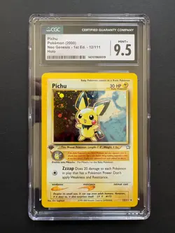 2000 Pokemon Neo Genesis - Pichu 1st Edition Holo CGC 9.5 #12/111 - Image 1