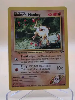 Pokemon TCG Blaine's Mankey 63/132 Gym Challenge LP Condition. - Image 1