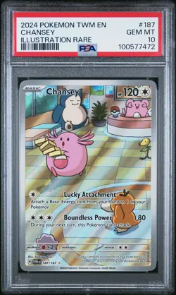2024 POKEMON TWM EN-TWILIGHT MASQUERADE ILLUSTRATION RARE #187 CHANSEY PSA 10 - Image 1