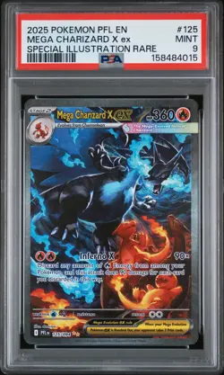 2025 POKEMON PFL SPECIAL ILLUSTRATION RARE #125 MEGA CHARIZARD X EX PSA 9 - Image 1