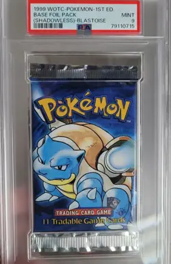 1999 Pokemon 1st Edition Shadowless Base Set Booster Pack - Blastoise - PSA9 - Image 2