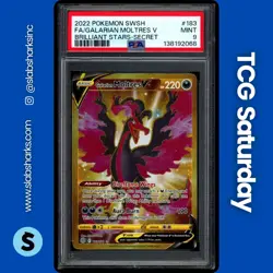 2022 POKEMON SWSH BRILLIANT STARS #183/172 GALARIAN MOLTRES V SECRET RARE PSA 9 - Image 1