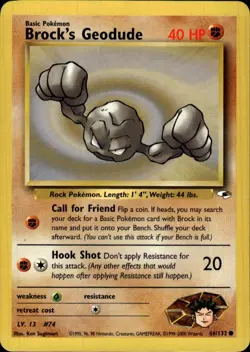 Pokemon Gym Heroes #066/132 Brock's Geodude (66) Common Lightly played B - Image 1