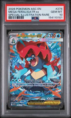 2026 POKEMON ASCENDED HEROES SPECIAL ILLUSTRATION RARE MEGA FERALIGATR EX PSA 10 - Image 1