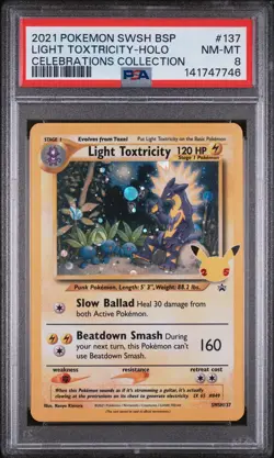 2021 POKEMON SWSH BLACK STAR PROMO #137 LIGHT TOXTRICITY-HOLO PSA 8 - Image 1