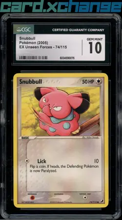 2005 Pokemon EX Unseen Forces 74 Snubbull CGC 10 Gem Mint - Image 1