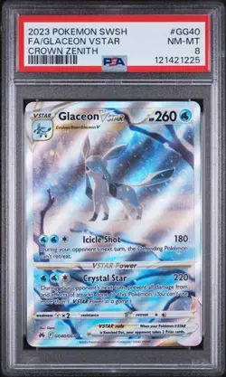 Glaceon Vstar GG40/GG70 PSA 8 Pokemon Crown Zenith: Galarian Gallery Ultra Rare - Image 1