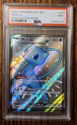 2024 POKEMON PAF EN-PALDEAN FATES SHINY ULTRA RARE #216 MEW EX PSA 9 🔥 - Image 1