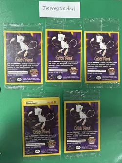 (5) Sealed Catch Mew Pokemon ELECTABUZZ Black Star Promo Movie WB Stamp 1999 - Image 1