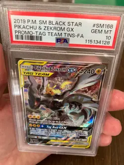 PSA 10 PIKACHU & ZEKROM GX #SM168 FULL ART SM BLACK STAR PROMO POKEMON - Image 1