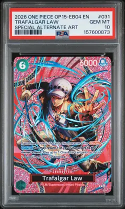 2026 ONE PIECE ADVENTURE ON KAMI'S ISLAND SPECIAL ALT ART TRAFALGAR LAW PSA 10 - Image 1