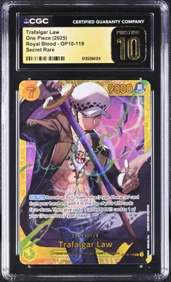 One Piece GRADED Trafalgar Law OP10 Royal Blood SEC PRISTINE 10 CGC ENGLISH - Image 1