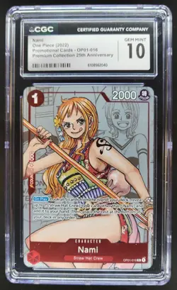 2022 ONE PIECE NAMI RARE MANGA ALT ART OP01-016 CGC 10 H PT - Image 1