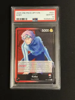One Piece Koby (001) OP11-001 A Fist of Divine Speed Regular PSA 10 GEM MINT - Image 1