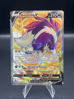 Pokemon TCG Skuntank v Full Art 180 Silver Tempest Ultra Rare Card - Image 1