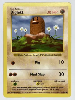 Diglett MP Shadowless Base Set 47/102 Pokemon TCG Regular - Image 1