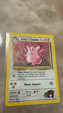 Pokemon Card Erika's Clefable 3/132-Set Gym Heroes-Eng-Holo-swirl-MP - Image 1