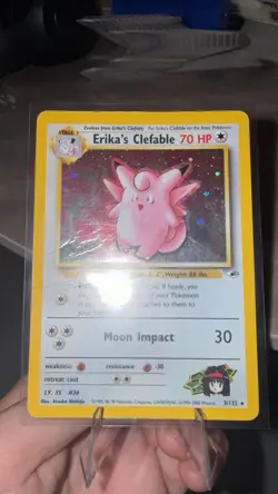 Pokemon Card Erika's Clefable 3/132-Set Gym Heroes-Eng-Holo-swirl-MP - Image 2