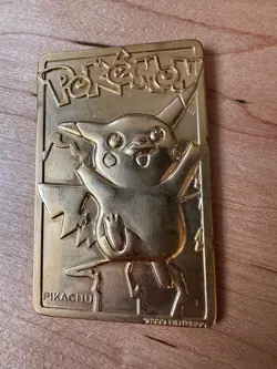Vintage 1999 Burger King Pokemon Gold Plated Pikachu Card With Holder - Image 2