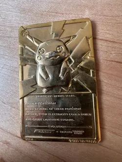Vintage 1999 Burger King Pokemon Gold Plated Pikachu Card With Holder - Image 3