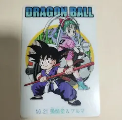 PREORDER Bulma & Goku No.21 Japanese Dragon Ball Vintage Gummy Card 2003 Bandai - Image 1