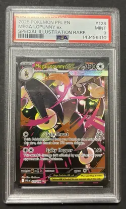 2025 Pokemon Phantasmal Flames #128 Full Art Mega Lopunny ex SIR PSA 9 Mint - Image 1