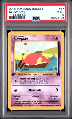2000 POKEMON ROCKET 1ST EDITION #67 SLOWPOKE PSA 9 - Image 1