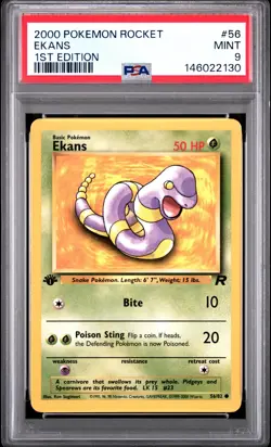 2000 POKEMON ROCKET 1ST EDITION #56 EKANS PSA 9 - Image 1